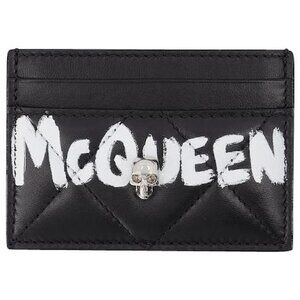 Alexander Mcqueen Card Holder Black Leather NIB